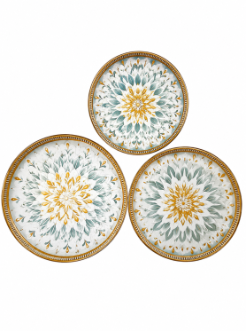 Bộ khay mây tròn khảm xà cừ 3pcs (lớn 27-23-21) - Rattan tray