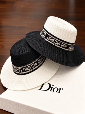 Mũ cói vành rộng đai in chữ - Hats