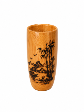 Ly gỗ dừa khắc hình - Coconut wood cup