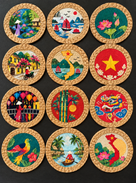 Lót ly mây sứ tròn in hình 9cm - Coasters