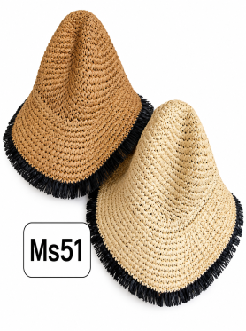 Mũ cói vành nhỏ phối viền - Hats