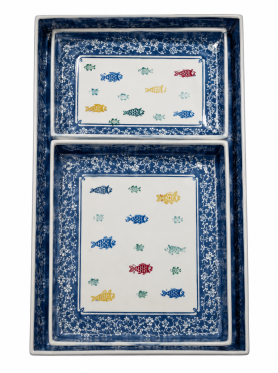 Bộ khay chữ nhật khảm xà cừ có tay cầm 3pcs (2CN 1V) 36x22x12cm - Trays
