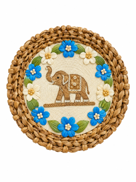 Lót ly mây tròn khảm xà cừ hình thú 12cm - Coasters