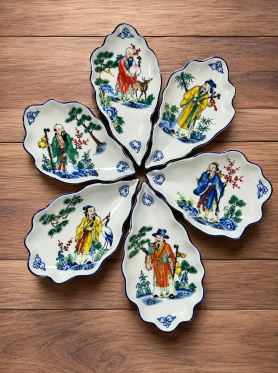 Bát Tràng đĩa gia vị vẽ hoạ tiết 8.7x8.7cm - Plates