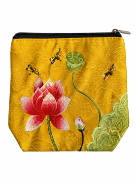 Ví cầm tay thêu họa tiết sen 19x13cm - Bags