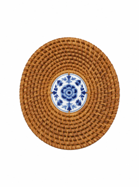 Dĩa mây hoa sứ 18cm - Rattan plate