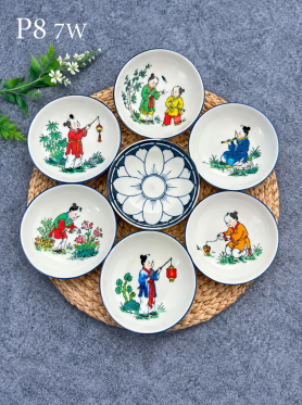 Bát Tràng đĩa vẽ hoạ tiết 9cm - Plates