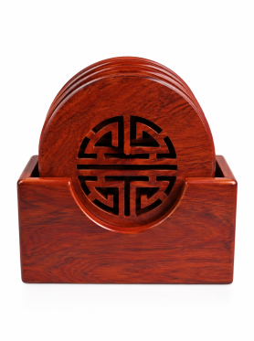 Bộ lót ly gỗ tròn họa tiết 6pcs - Coasters