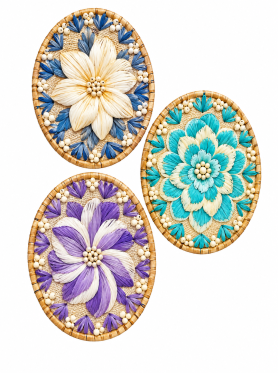 Lót ly mây tròn khảm xà cừ 10cm - Coasters