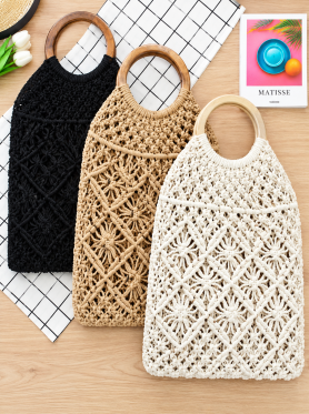 Túi lưới Macrame quai gỗ - Bag