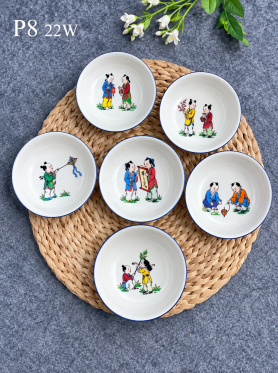 Bát Tràng đĩa tròn vẽ hoạ tiết 8.5cm - Plates