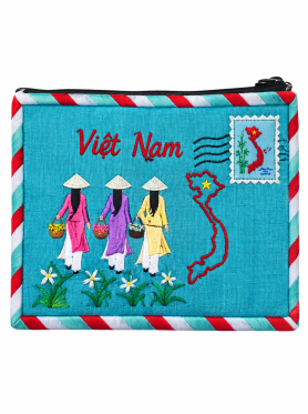 Ví bì thư thêu áo dài Việt Nam (lớn) - Wallet