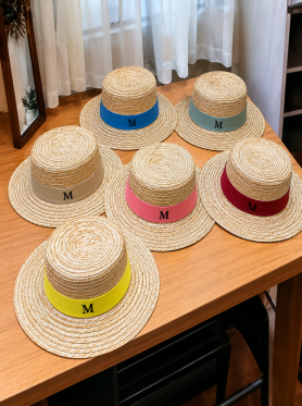 Mũ cói vành nhỏ đai vải - Hats