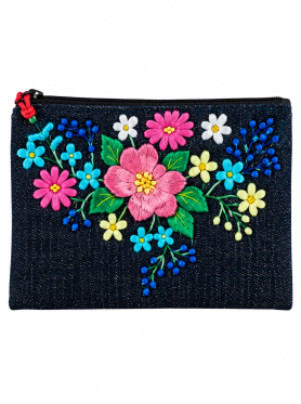 Ví cầm tay nắp gập thêu họa tiết 19x11cm - Bags