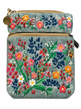 Túi đeo chéo thêu 1 mặt lót thường (2 dây kéo) - Bags