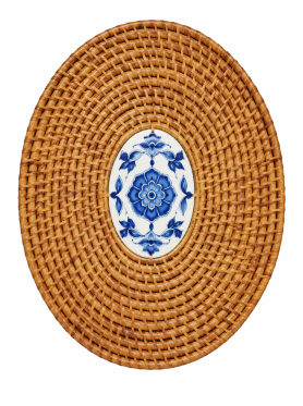 Dĩa mây hoa sứ 20cm - Rattan plate