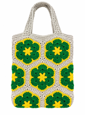 Túi macrame quai xách chữ nhật đan ô hoa 29x27cm - Bags