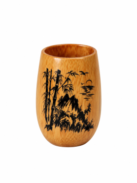 Ly gỗ dừa bầu khắc hình - Coconut wood cup