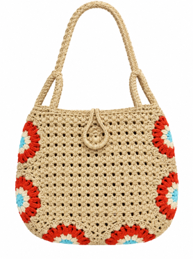 Túi macrame quai xách đan phối hoa - Bags