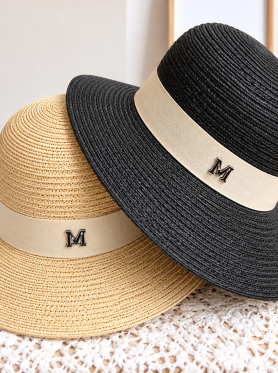 Mũ cói vành rộng đai thun M - Hats
