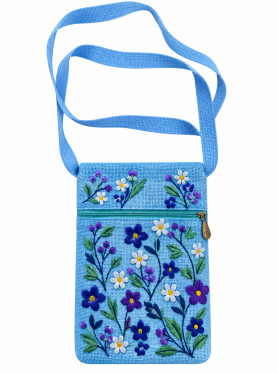Túi đeo chéo hai lớp thêu hoa (2 dây kéo) -Bags