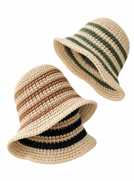 Mũ cói vành nhỏ màu kẻ sọc - Hats
