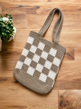 Túi macrame quai xách đan caro - Bags