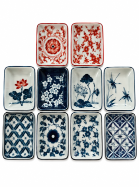 Bát Tràng đĩa gia vị vuông bầu vẽ hoạ tiết 7.5x7.5cm - Plates